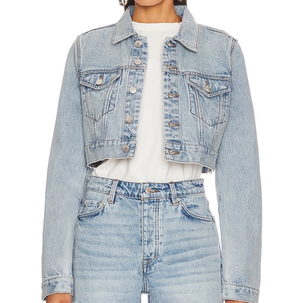 GRLFRND Evie Cropped Denim Jacket Size M